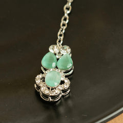 Silver Plated American Diamond Beautiful Design Necklace Set with Earrings and Bindi - Rukhmani