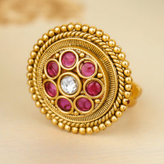 Round Heritage Pink Stone Ring