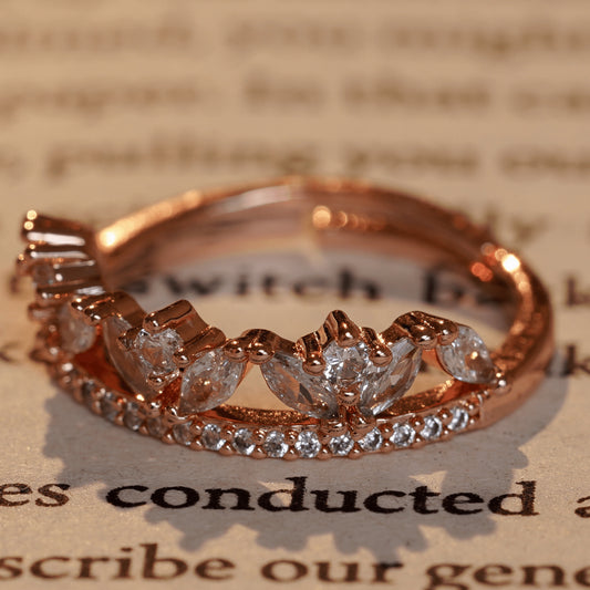Latest Designer White Stone Diamond Rose Gold Plated Ring