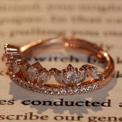 Latest Designer White Stone Diamond Rose Gold Plated Ring