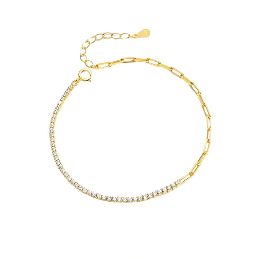 925 Sterling Silver Round Zircon Tennis Bracelet – Gold & Silver Plated