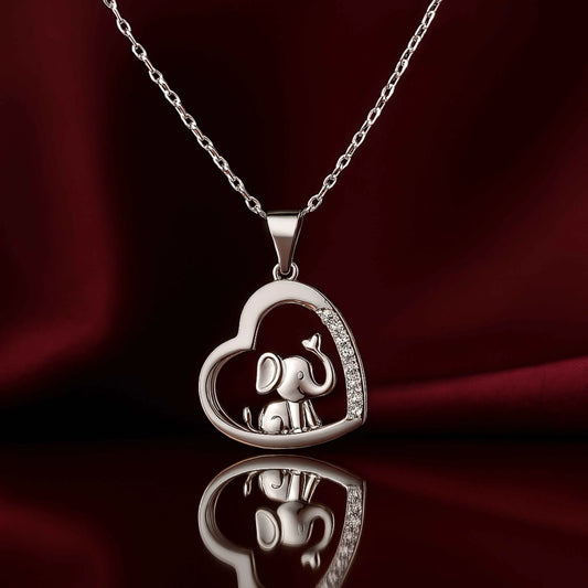 Elephant in Heart Pendant in 925 Sterling Silver