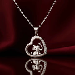 Elephant in Heart Pendant in 925 Sterling Silver