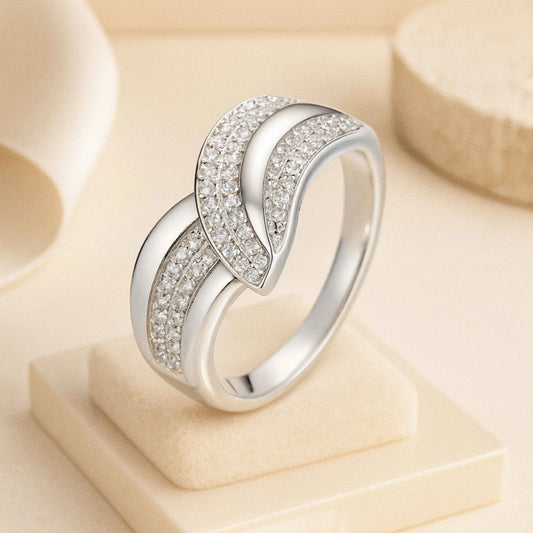Double Row CZ Statement Ring – 925 Sterling Silver