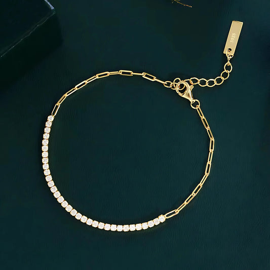 925 Sterling Silver Round Zircon Tennis Bracelet – Gold & Silver Plated
