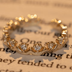 Gold Plated Beautiful Clear White Quartz Band Stack Ring