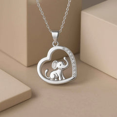 Elephant in Heart Pendant in 925 Sterling Silver