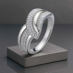 Double Row CZ Statement Ring – 925 Sterling Silver