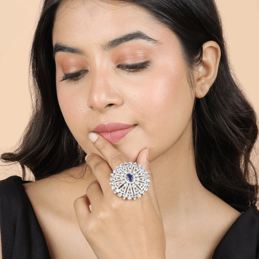 Whispers of Blue American Diamond Ring