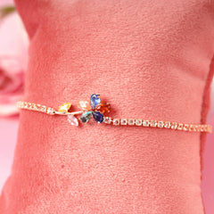 Fancy Design Colored Stone Rose Bracelet