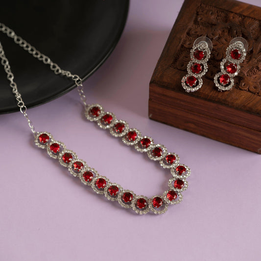 Red Diamond designer necklace set - Rukhmani