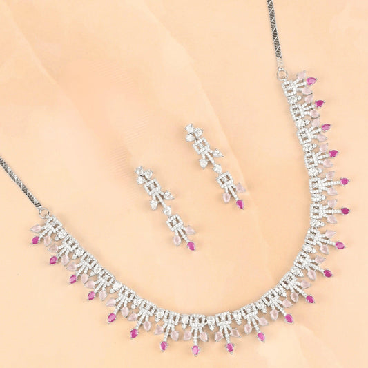 The Rose's Secret Diamond Necklace with Earrings - Rukhmani