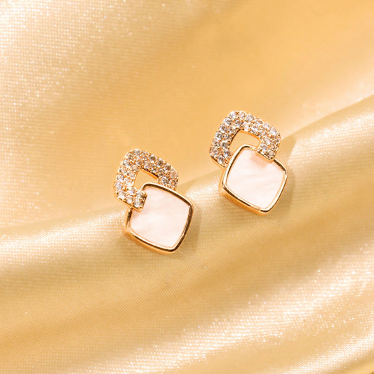 Rose Luxe Diamond Earrings With MOP - Rukhmani