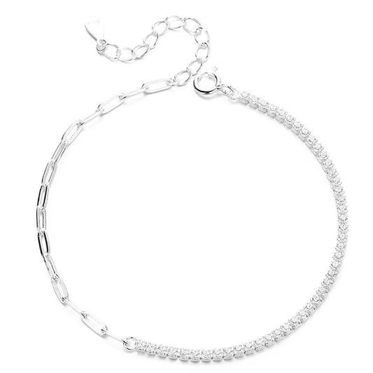 925 Sterling Silver Round Zircon Tennis Bracelet – Silver Plated