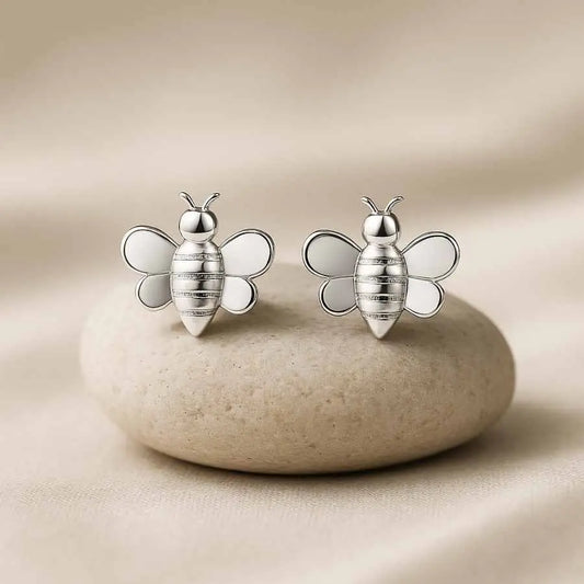 925 Sterling Silver Bee Shaped Stud Earrings for Women and Girls