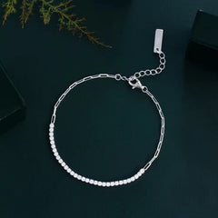 925 Sterling Silver Round Zircon Tennis Bracelet – Silver Plated