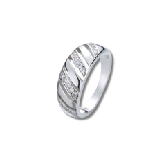 925 Sterling Silver Diagonal Stripe CZ Ring – Elegant White Sparkle