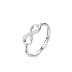 925 Sterling Silver Infinity Wedding Band with Zircon Accents