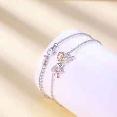 925 Sterling Silver Delicate Round Stone Bracelet