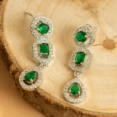 Green America Diamond Victorian Necklace Set With Earrings - Rukhmani