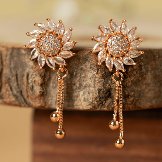 Fancy Unique Rose Gold Plated Latkan Beautiful Earrings - Rukhmani