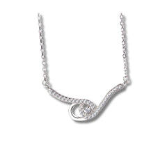 925 Sterling Silver Swirl Design CZ Pendant Necklace