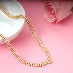 Fancy Design Gold Plated Lightweight Diamond Necklace with Earrings