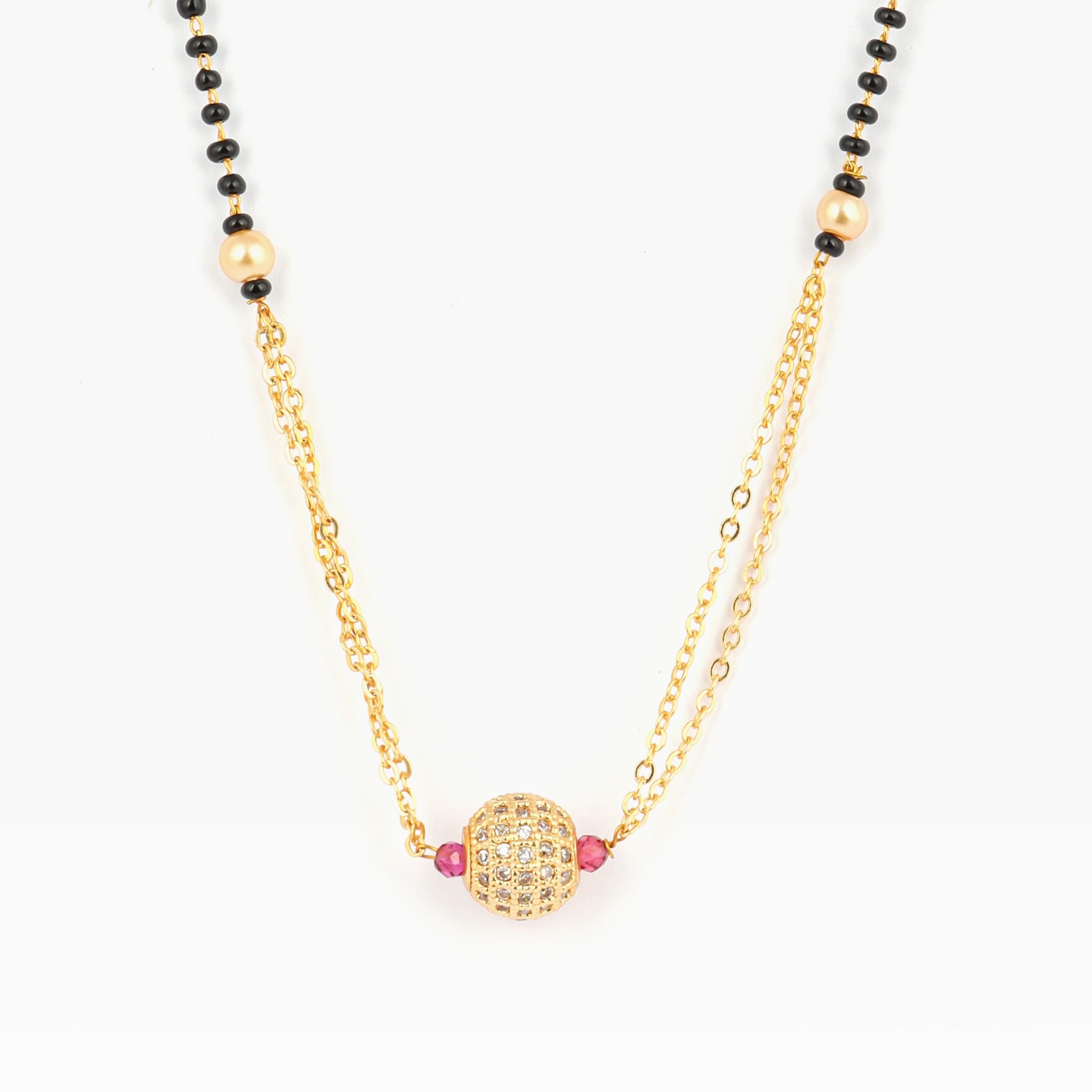 Traditional gold polished short mangalsutra - Rukhmani