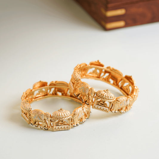 Best Temple Design Gold Plated Rajwadi Bangles
