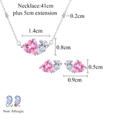 925 Sterling Silver Heart Cut Blue Tanzanite Necklace & Earrings Set