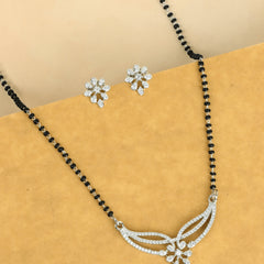 Fancy Silver Plated Platinum Diamond Mangalsutra