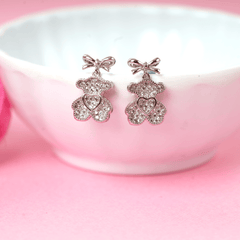 Fancy Design Silver Plated Teddy Bear Earrings - Rukhmani