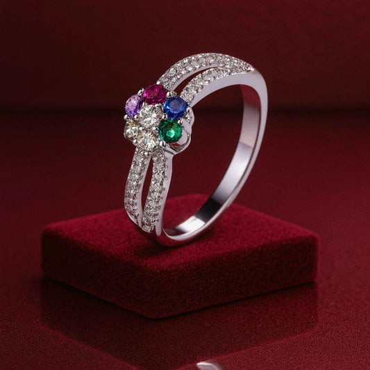 Celestial Bloom Multi-Gemstone Ring