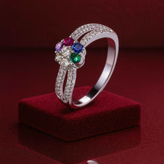 Celestial Bloom Multi-Gemstone Ring
