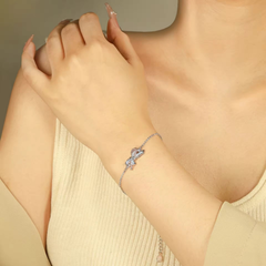 925 Sterling Silver Delicate Round Stone Bracelet