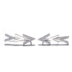 925 Sterling Silver Rhodium Plated Arrow Design Ear Cuffs with Cubic Zirconia