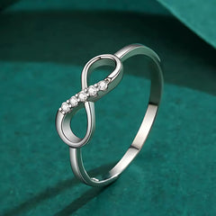 925 Sterling Silver Infinity Wedding Band with Zircon Accents