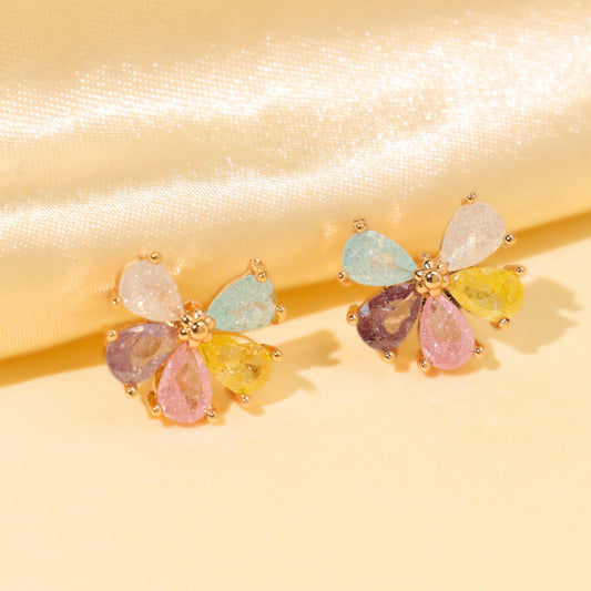 Rainbow Bloom Flower Shape Studs - Rukhmani