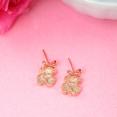 Latest Fancy Design Rose Gold Plated Teddy Bear Earrings - Rukhmani
