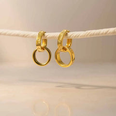 925 Sterling Silver Gold-Plated Double Hoop Earrings with Screw Detailing