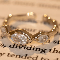 Latest Design White Clear Stone Diamond Gold Plated Rings
