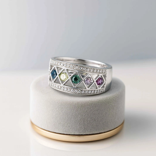 Spectrum Harmony 925 Sterling Silver Geometric Ring