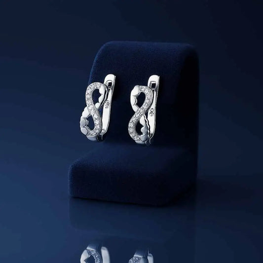 925 Sterling Silver Heart Motif Earrings | Rhodium Plated with Cubic Zirconia