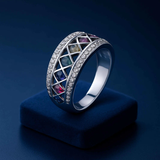 Spectrum Harmony 925 Sterling Silver Geometric Ring