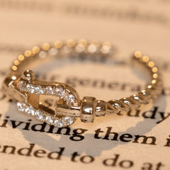 Fancy Adjustable Hook Like Gold Plated Diamond Rings