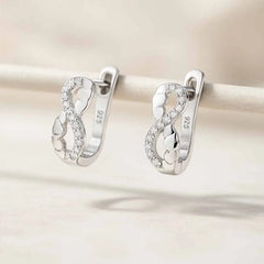 925 Sterling Silver Heart Motif Earrings | Rhodium Plated with Cubic Zirconia
