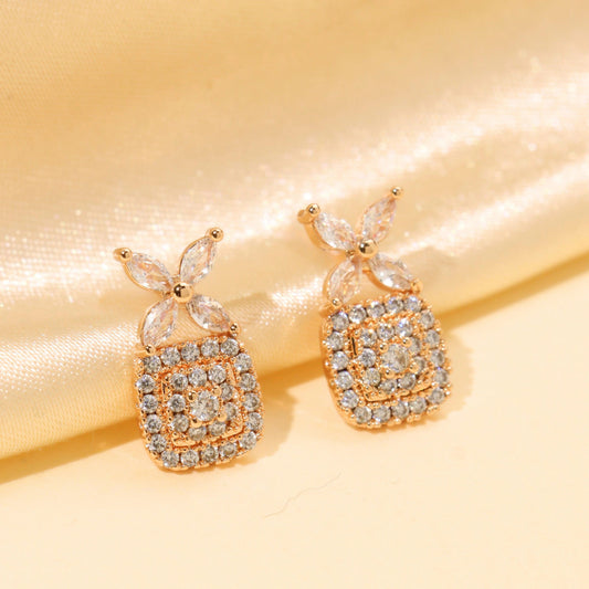 Radiance Square With Marquise Diamond Earrings - Rukhmani