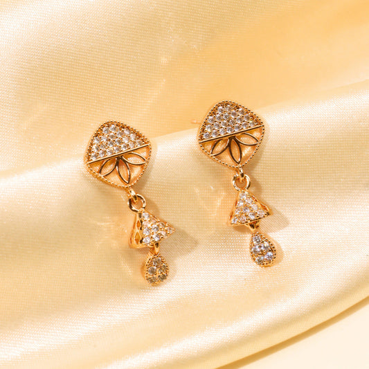 Majestic Frame Rose Gold Plated Diamond Earrings - Rukhmani