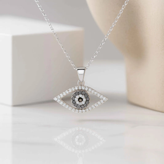 Evil Eye Sparkle Pendant in 925 Sterling Silver