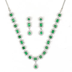 Green America Diamond Victorian Necklace Set With Earrings - Rukhmani